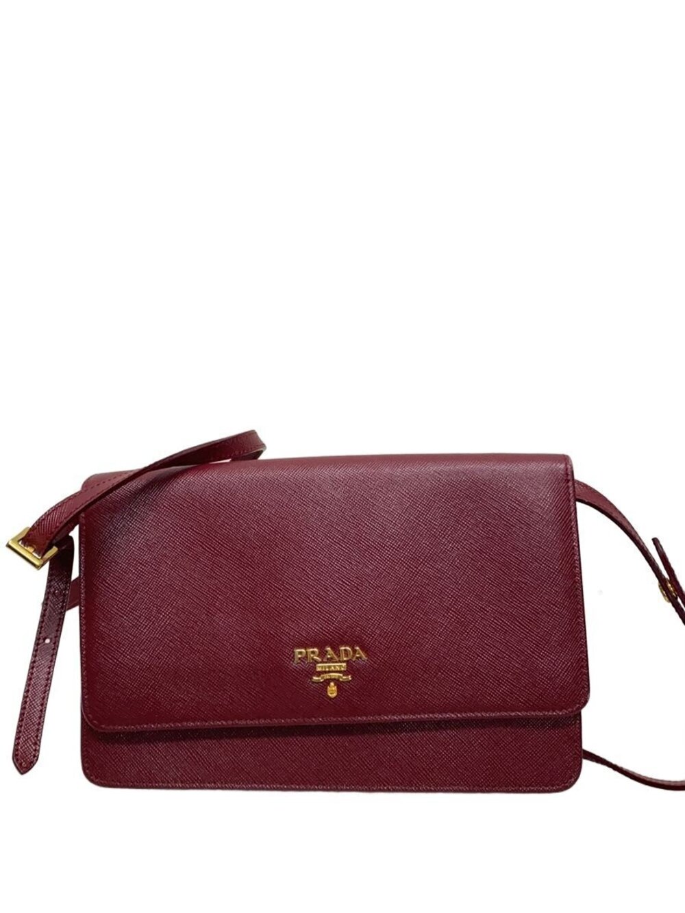 Prada Crossbody Bag Leather Bordeaux Red